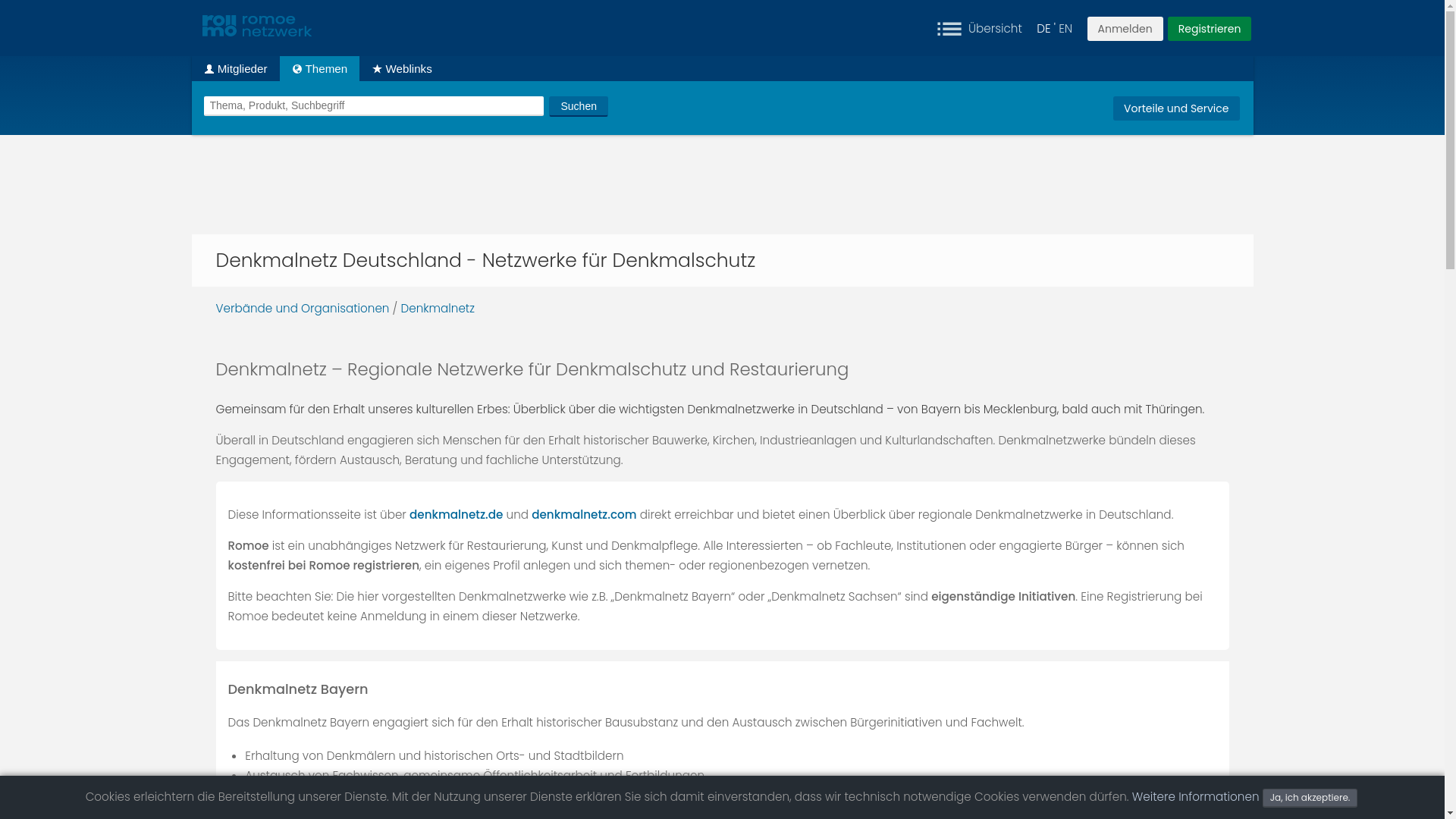 website screenshot of https://denkmalnetz-deutschland.de/