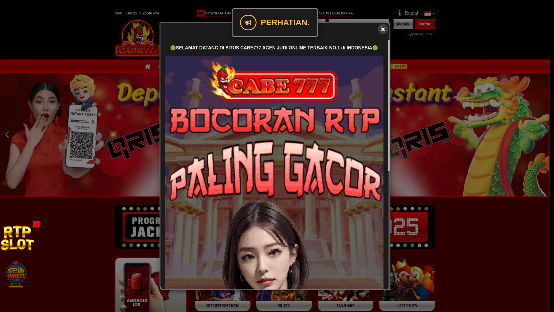 website screenshot of https://cabe777merah.top/