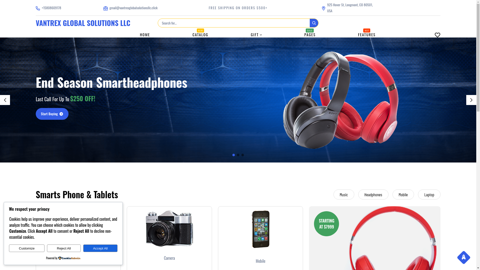 website screenshot of https://vantrexglobalsolutionsllc.click/