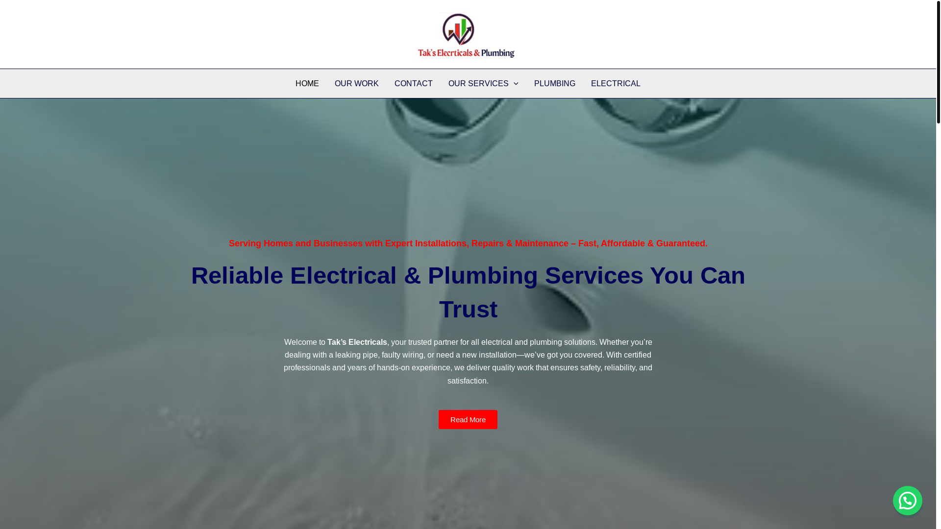 website screenshot of https://takselectricalplumbing.co.za/