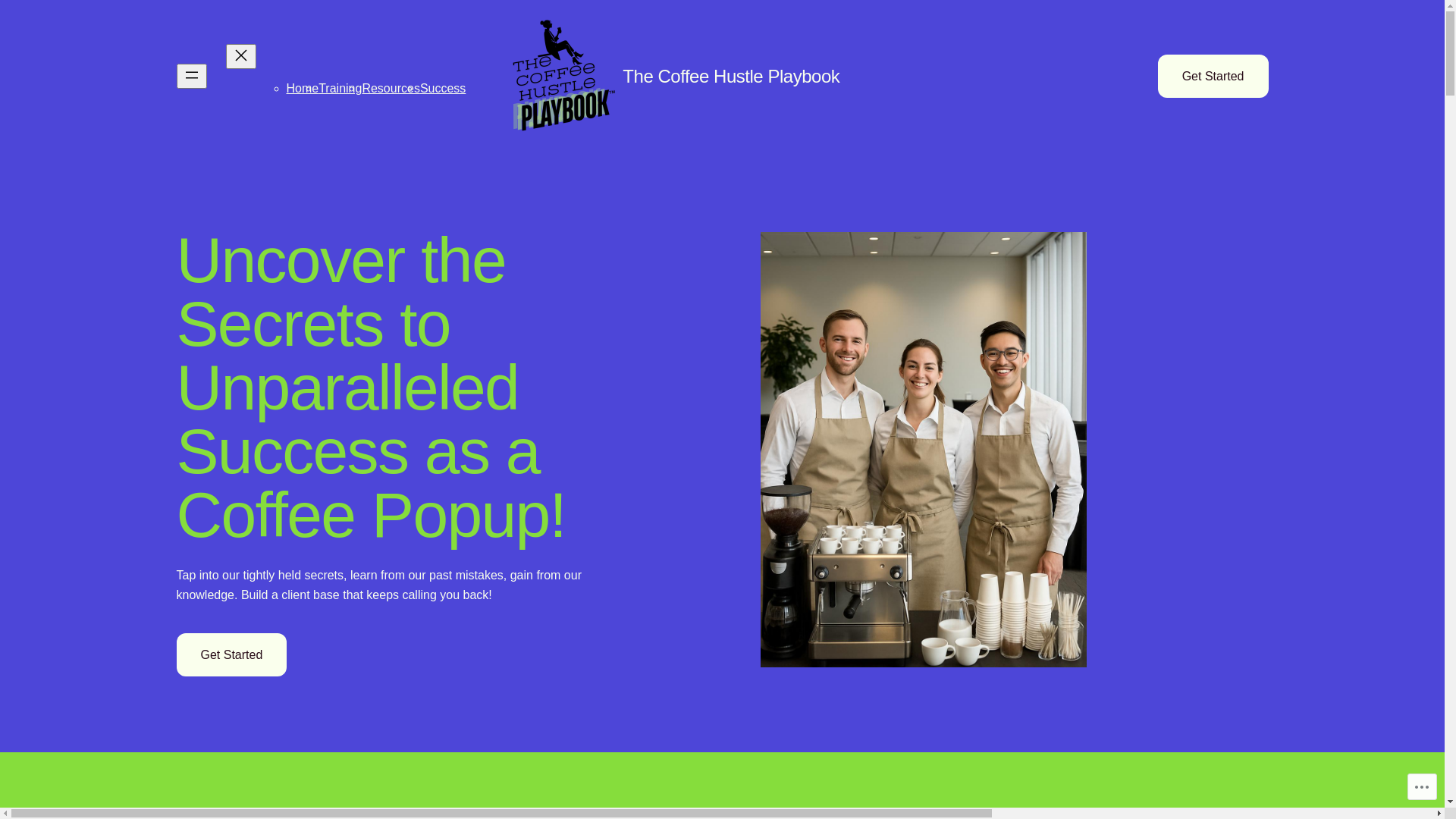 website screenshot of https://coffeehustleplaybook.com/