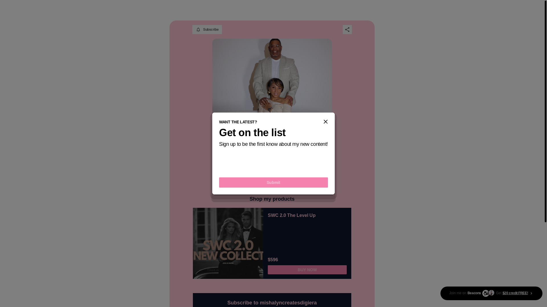 website screenshot of https://mishalyncreates.io/