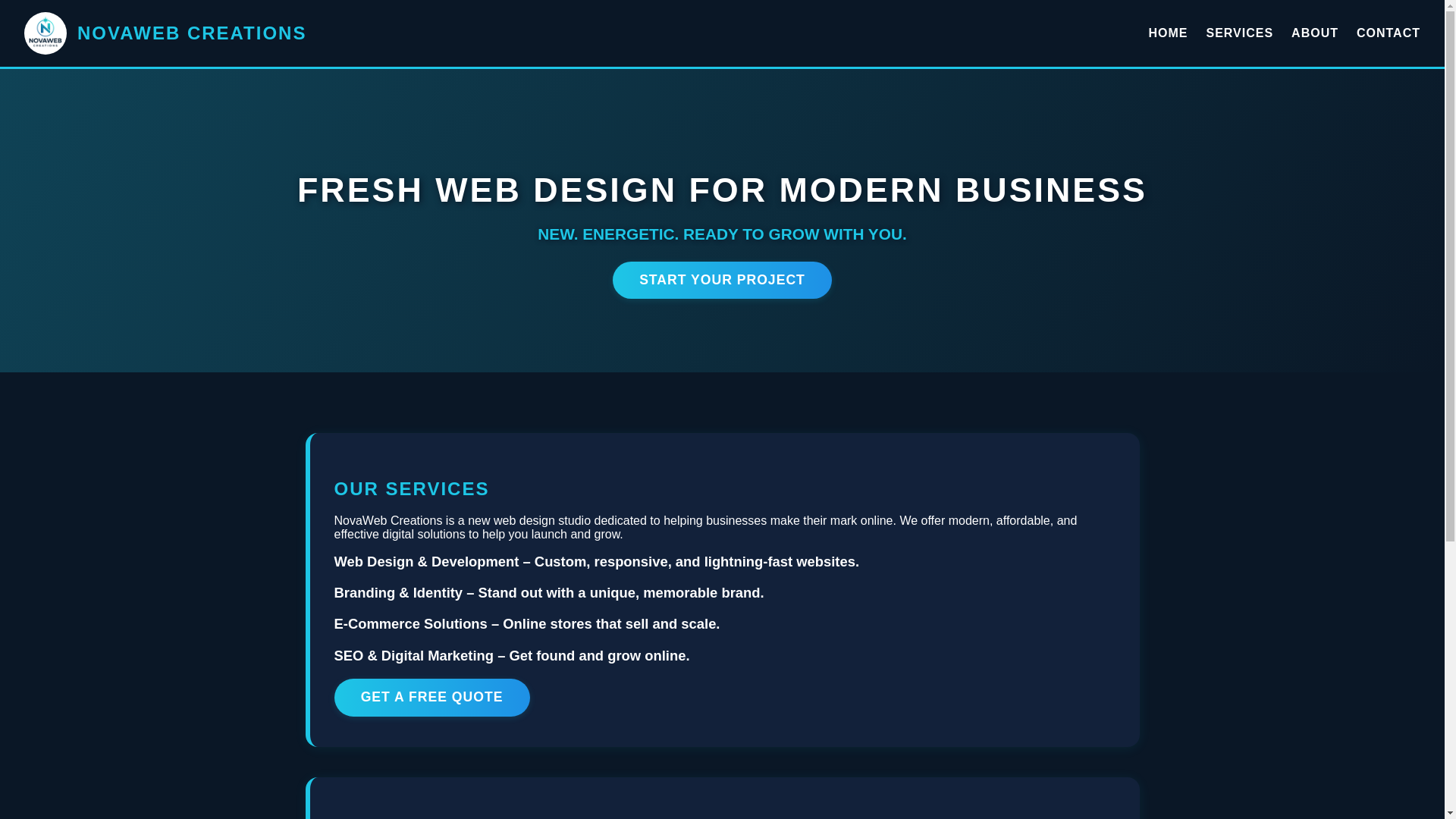 website screenshot of https://novawebcreations.co.uk/