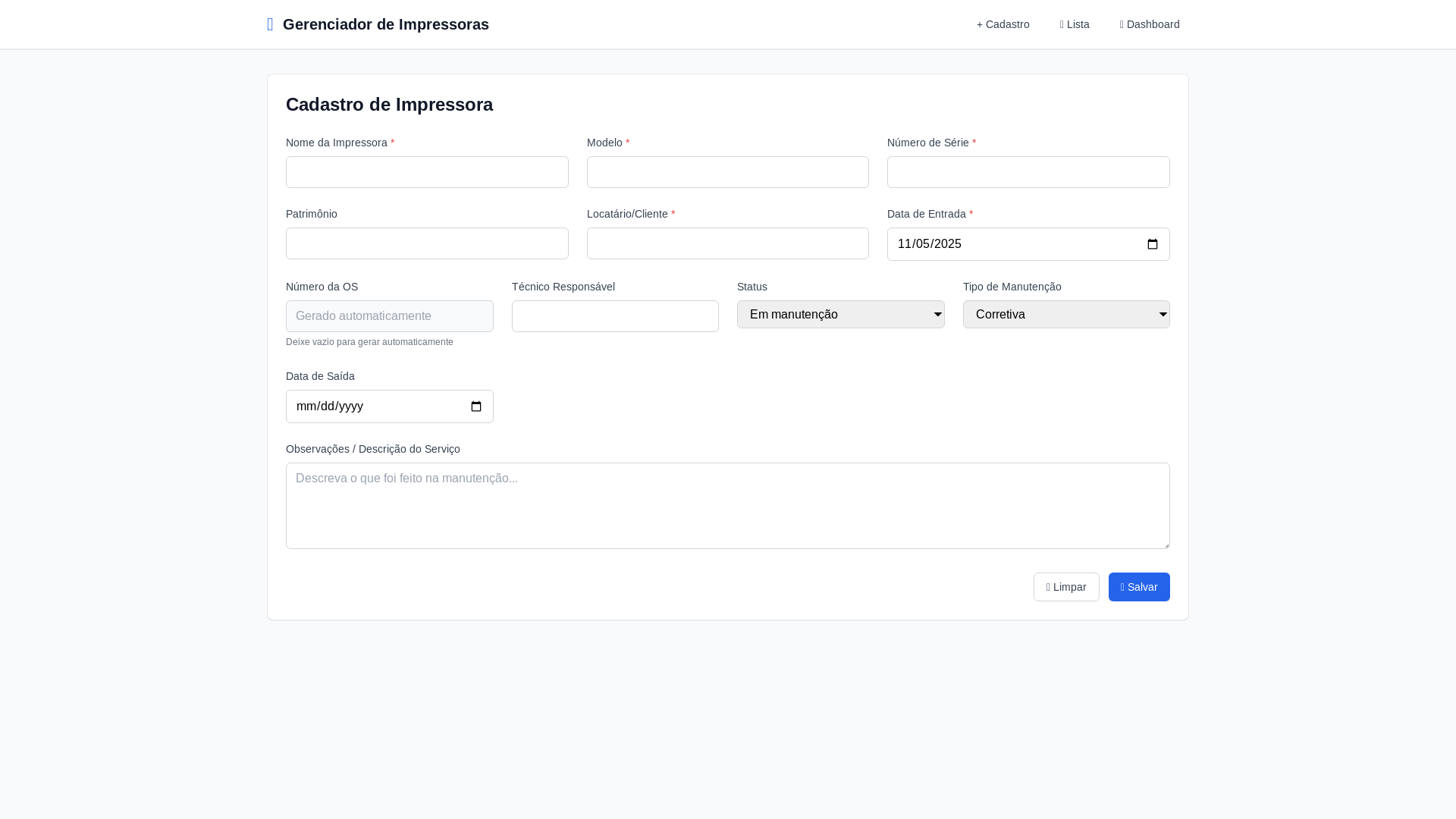 website screenshot of https://gerenciadorassistec.pages.dev/