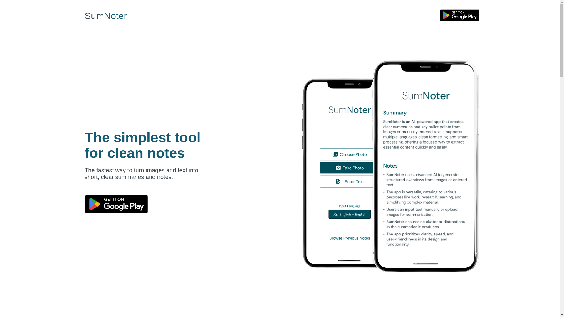 website screenshot of https://sumnoter.com/