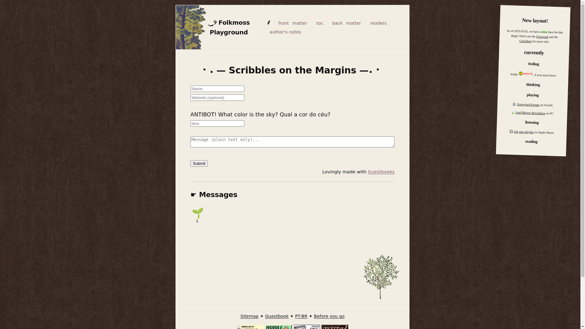 website screenshot of https://folkplayground.bearblog.dev/guestbook/