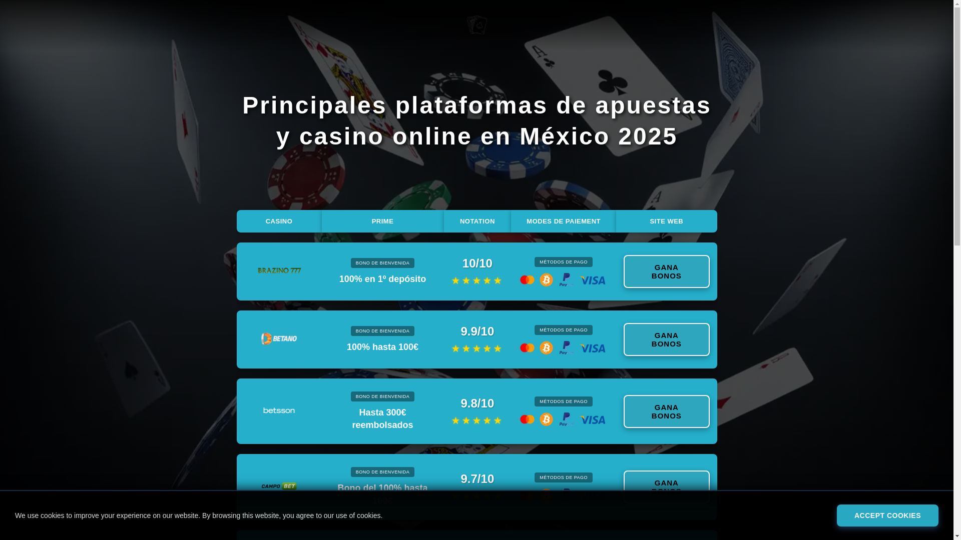 website screenshot of https://casinotrustmx.com/