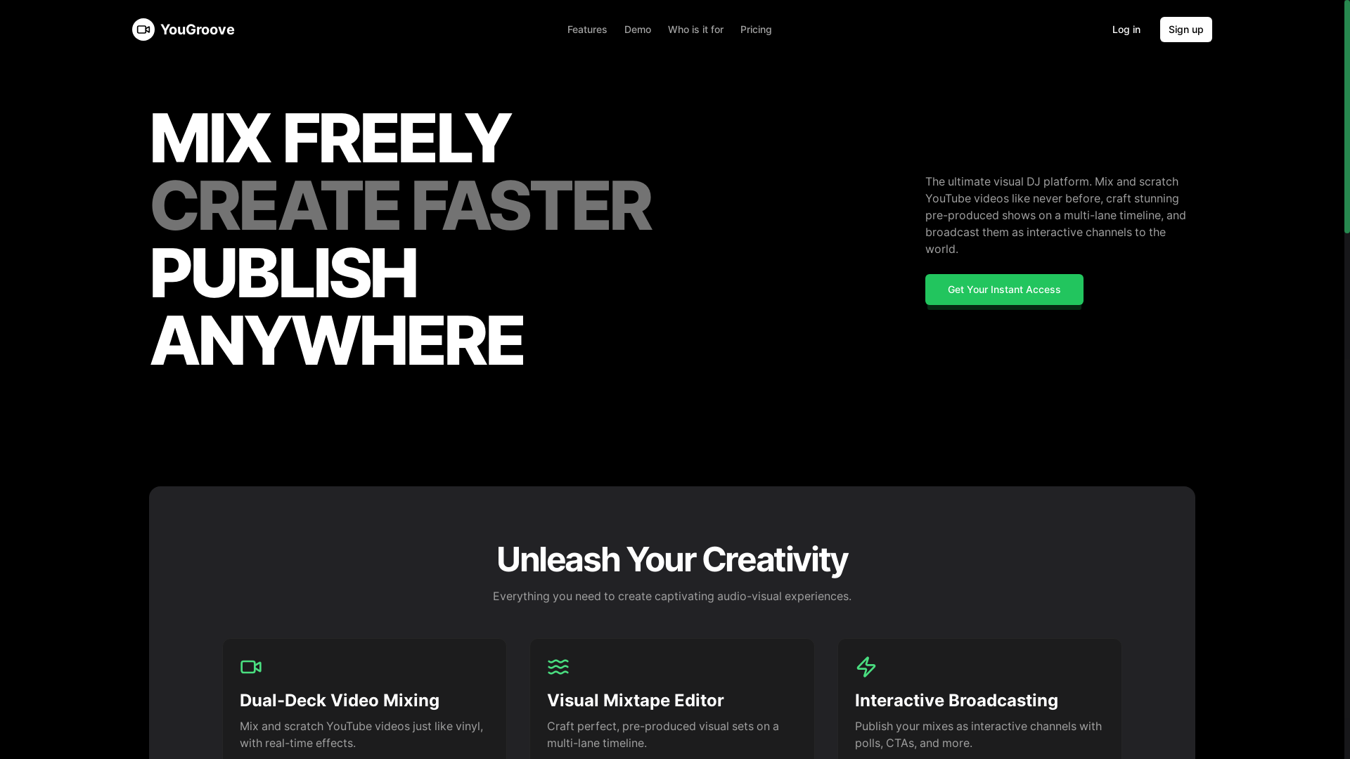 website screenshot of https://yougroove.productions/