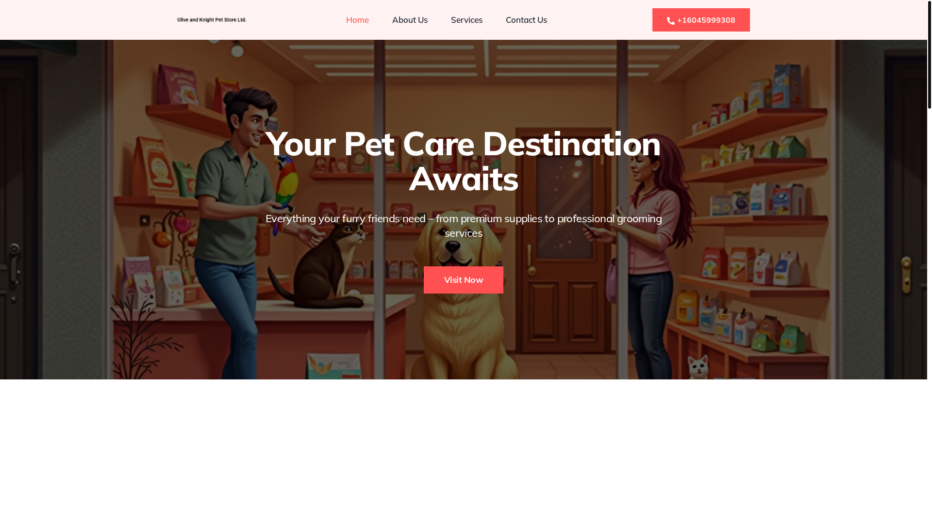 website screenshot of https://oliveandknightpet.store/