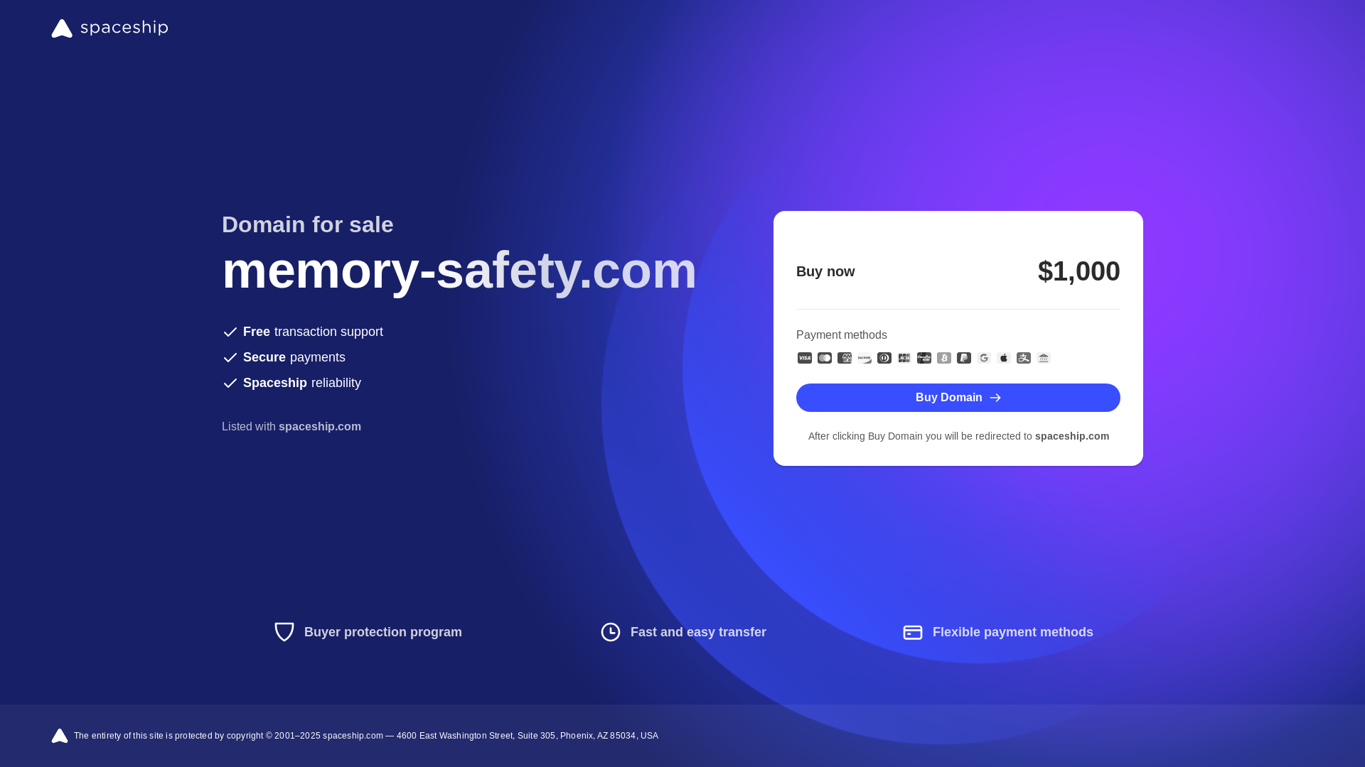 website screenshot of https://memory-safety.com/