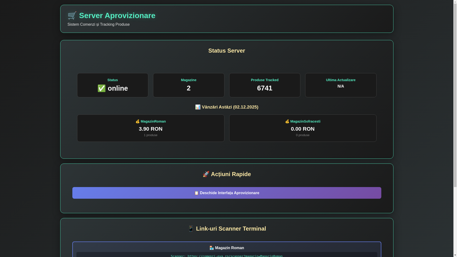 website screenshot of https://comenzi-eva.ro/