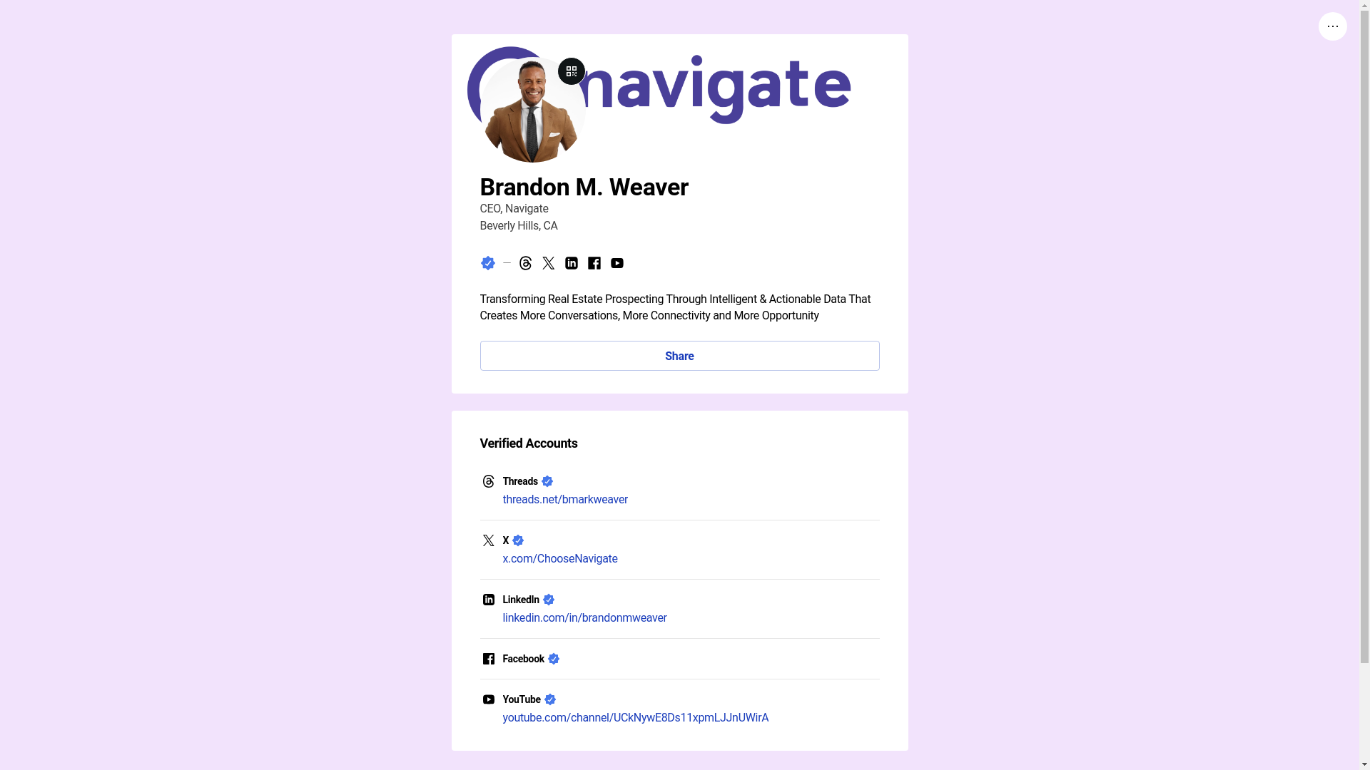 website screenshot of https://brandonweaver.info/