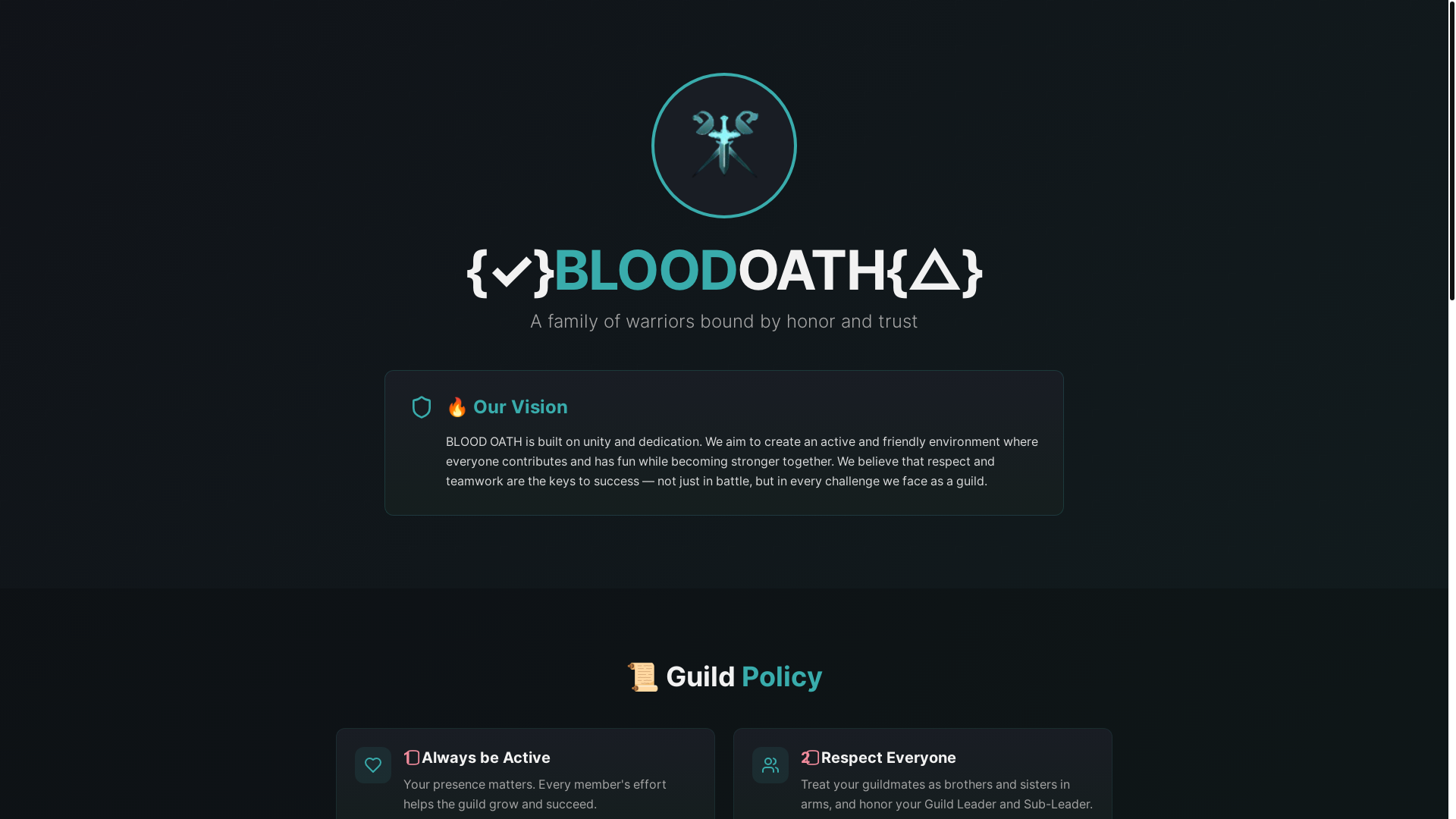 website screenshot of https://bloodoath.online/
