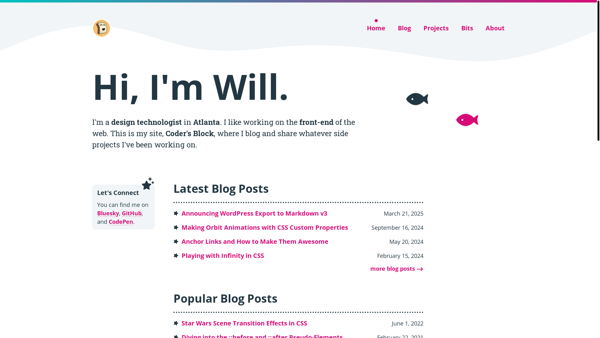 website screenshot of https://codersblock.com/