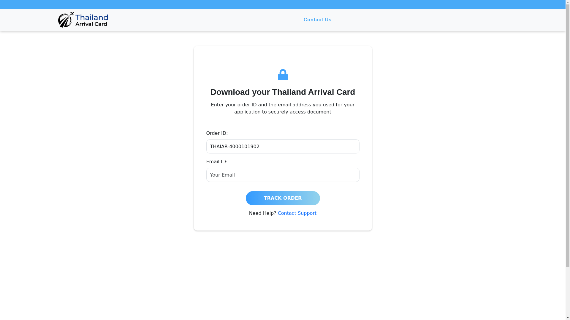 website screenshot of https://admin-thai-card.online/track-order/VEhBSUFSLTQwMDAxMDE5MDI
