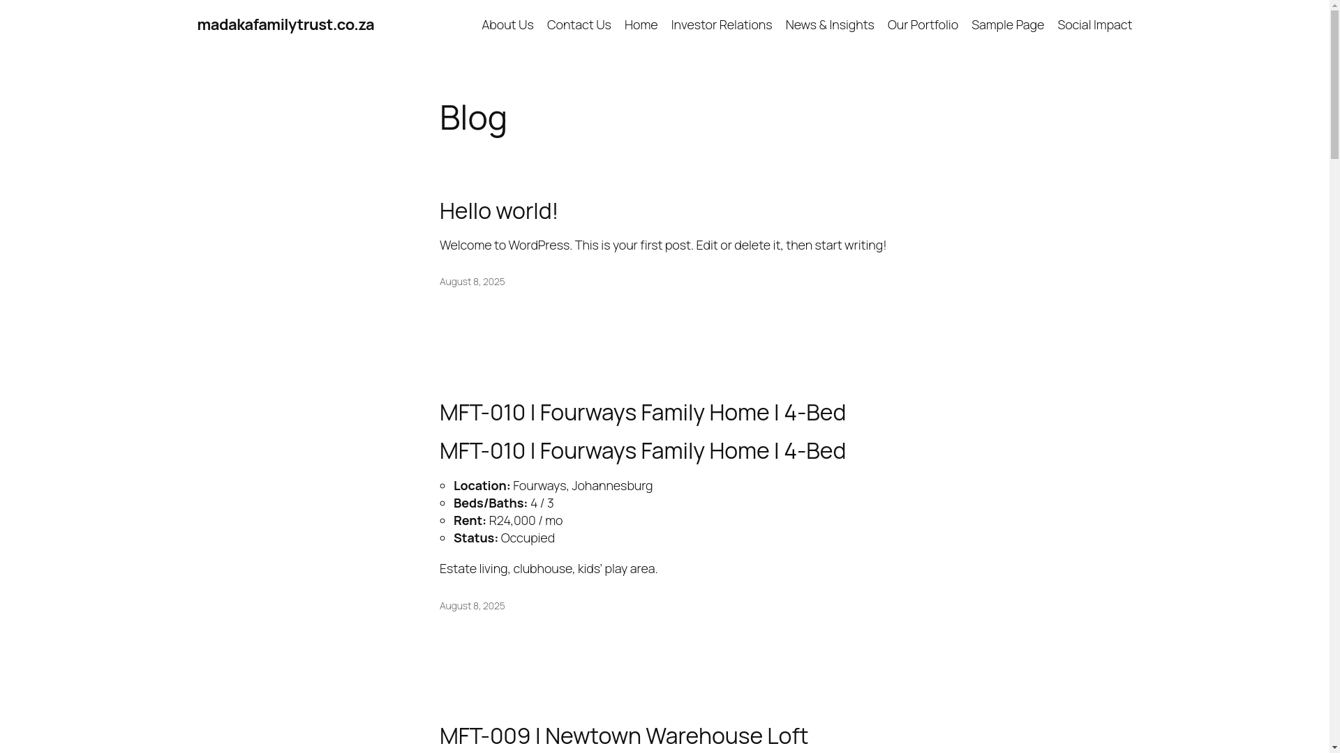 website screenshot of https://madakafamilytrust.co.za/