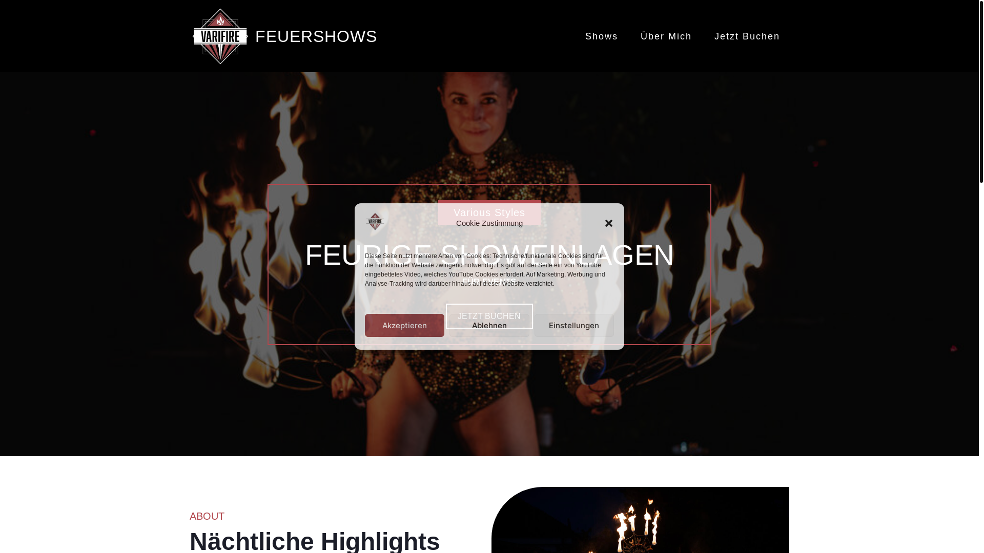 website screenshot of https://varifire-feuershow.at/