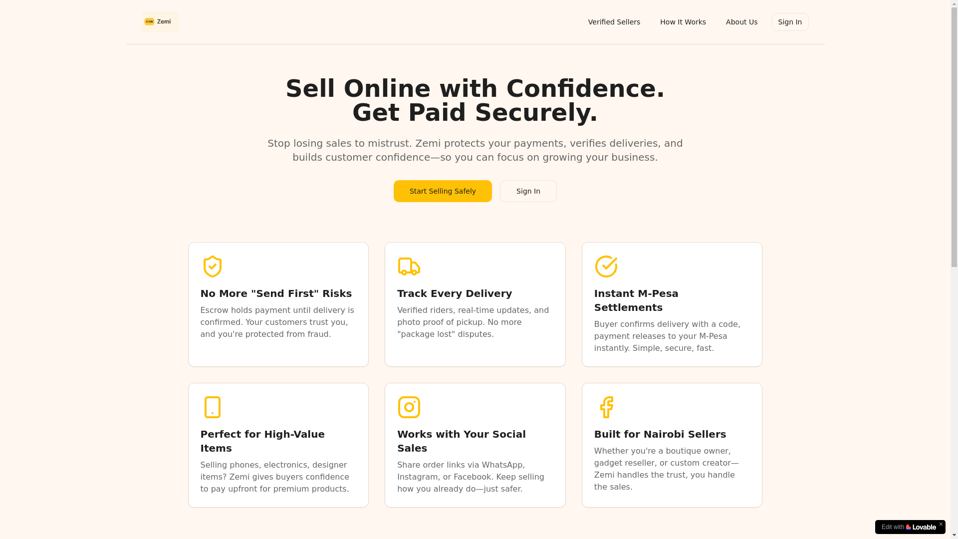 website screenshot of https://zemiafrica.com/