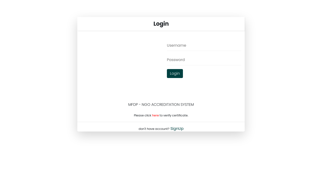 website screenshot of https://ngo.mfdp.gov.lr/