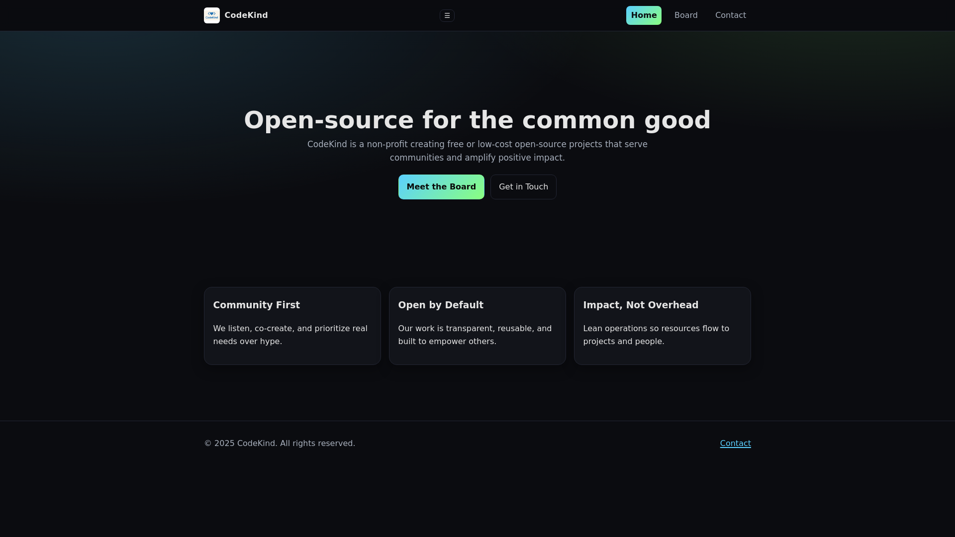 website screenshot of https://codekind.net/