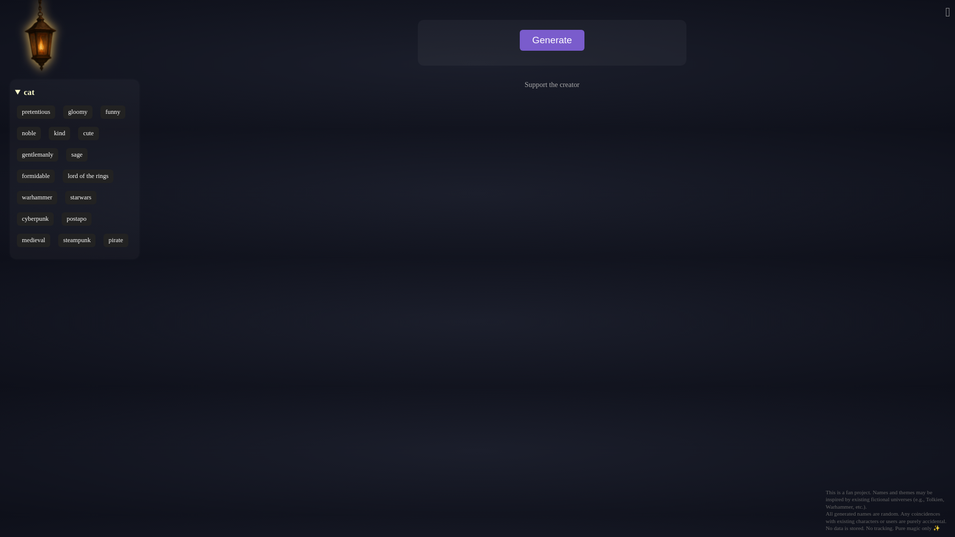 website screenshot of https://nicknamegen.pages.dev/