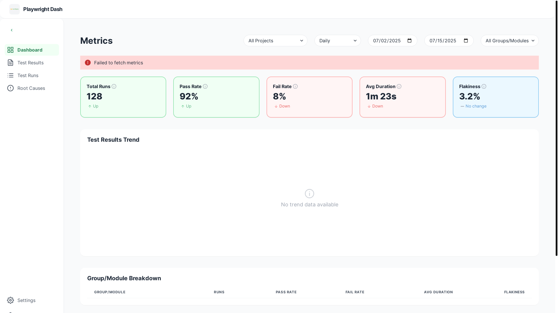 website screenshot of https://wp-qa-testing-dashboard-ui.pages.dev/