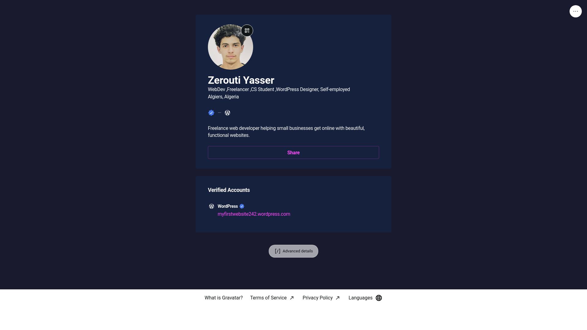website screenshot of https://onezeroutiyasser0t.bio/