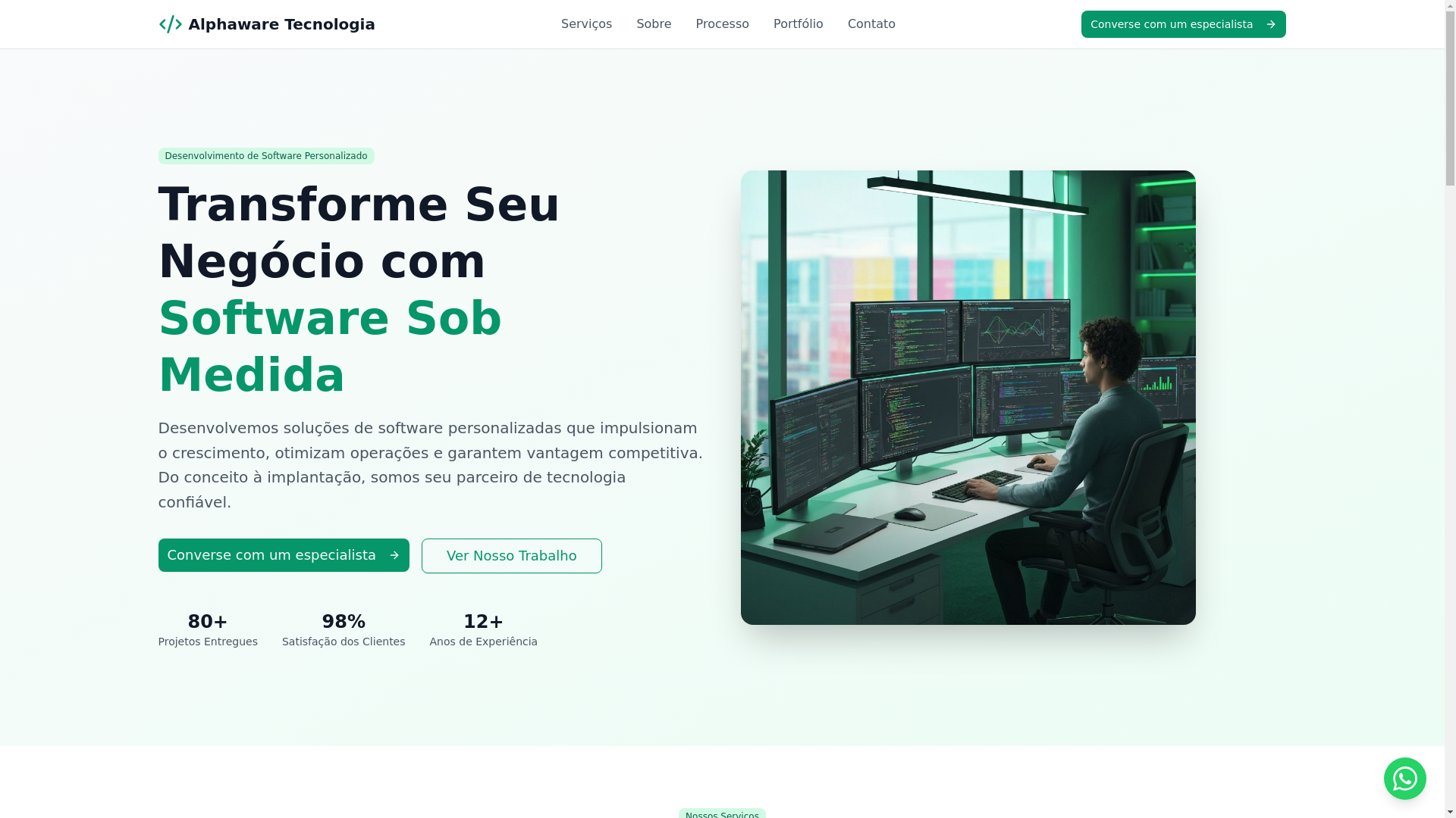 website screenshot of https://alphaware.com.br/
