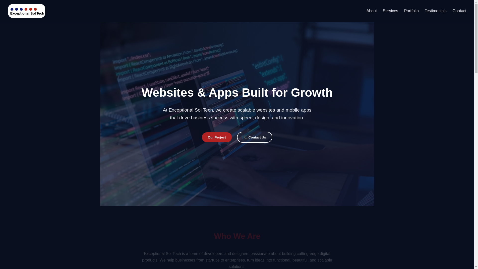website screenshot of https://exceptionalsoltech.com/