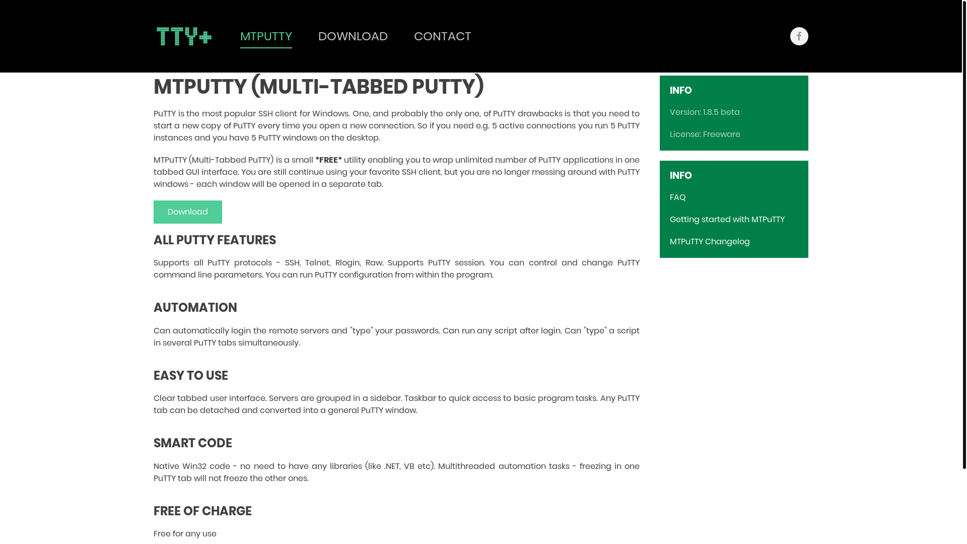 website screenshot of http://ttyplus.com/multi-tabbed-putty/