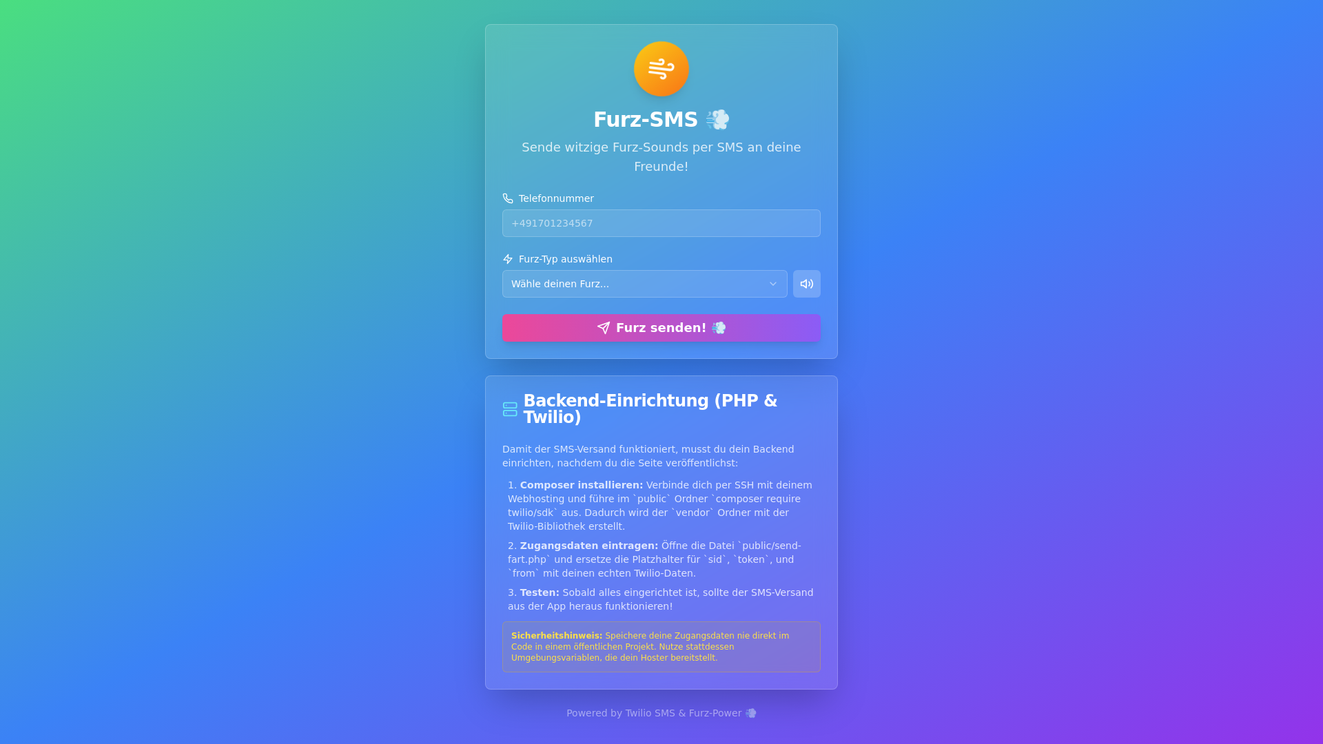 website screenshot of https://sendafart.de/