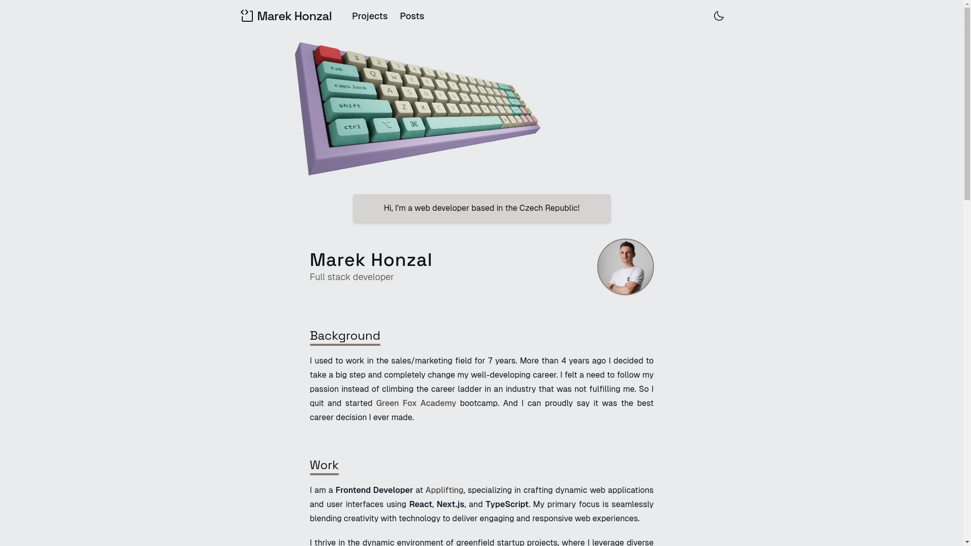 website screenshot of https://marek.work/