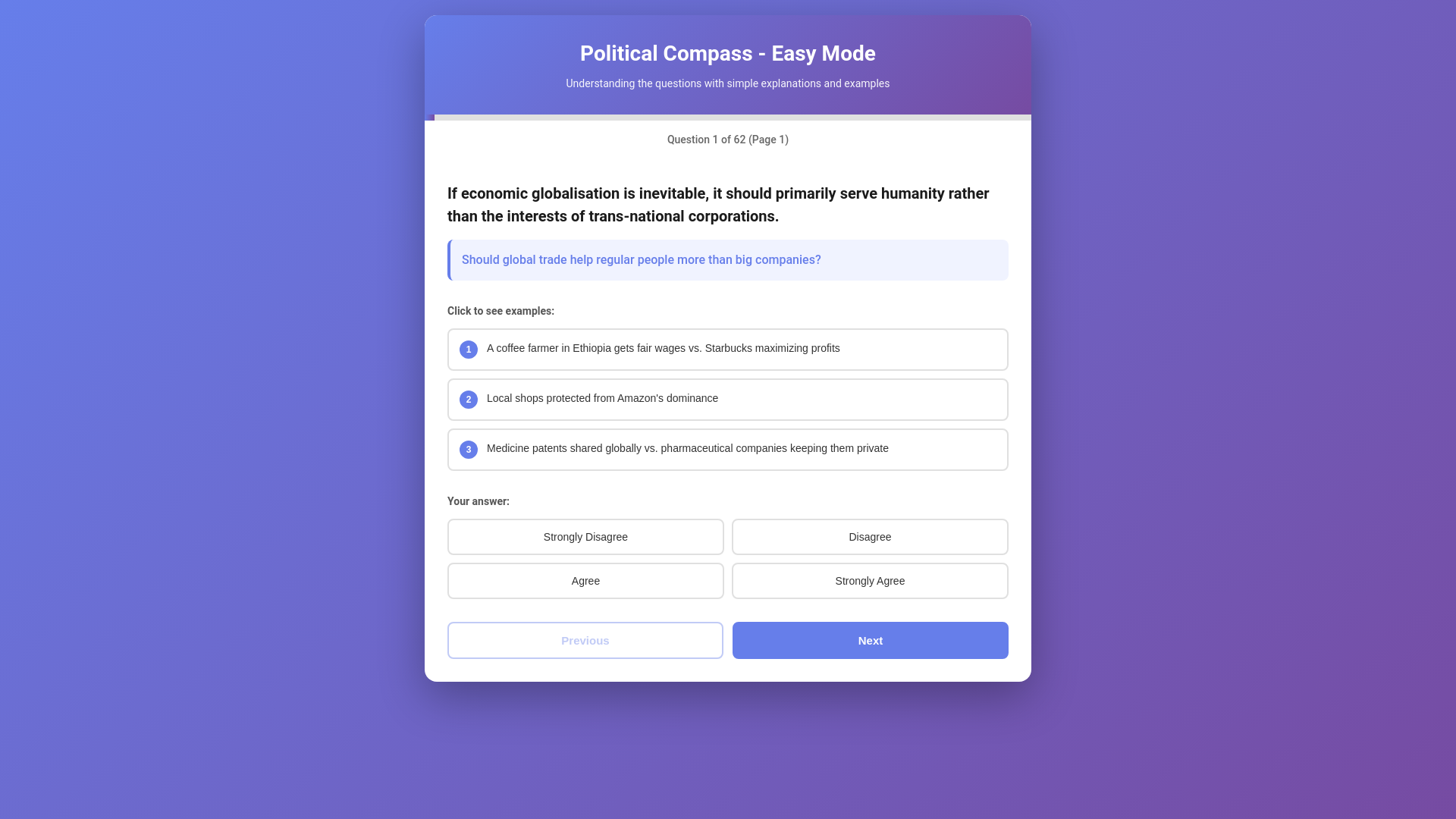 website screenshot of https://political-compass-easy.pages.dev/