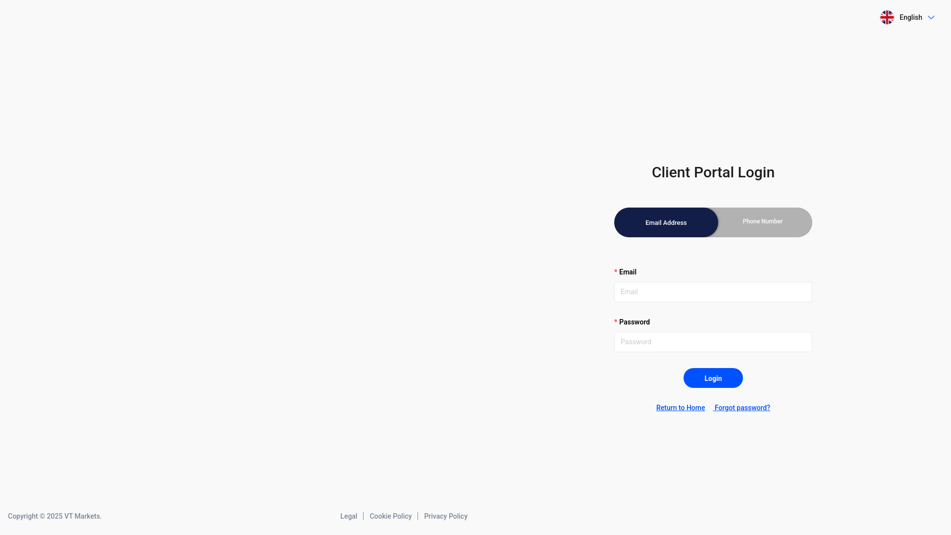 website screenshot of https://myaccount.vtmarkets-it.net