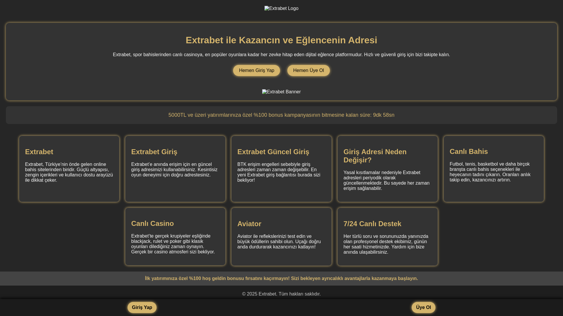 website screenshot of https://extrayamobilgiris.com/