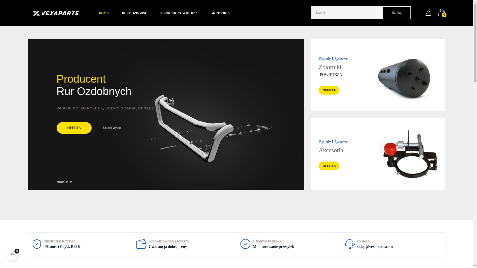 website screenshot of https://vexaparts.pl/