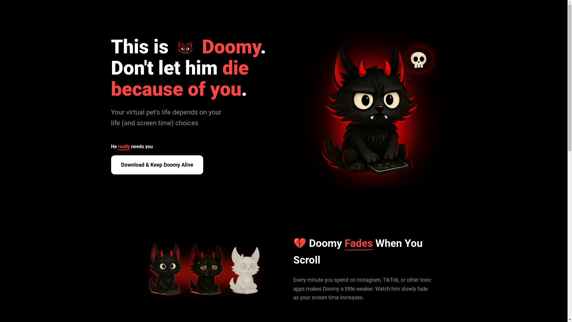 website screenshot of https://doomy.app/