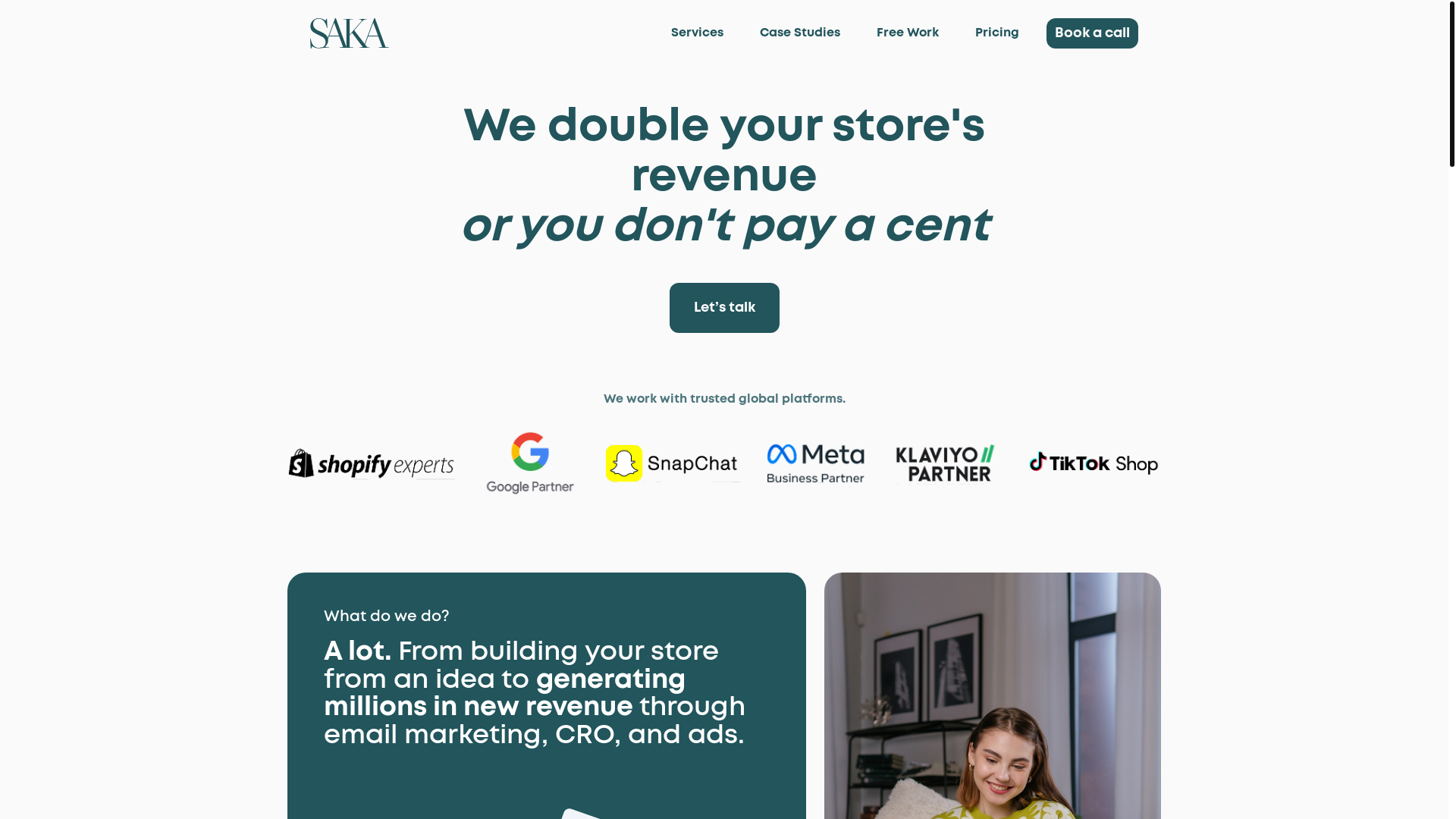 website screenshot of https://sakastudioagency.com/