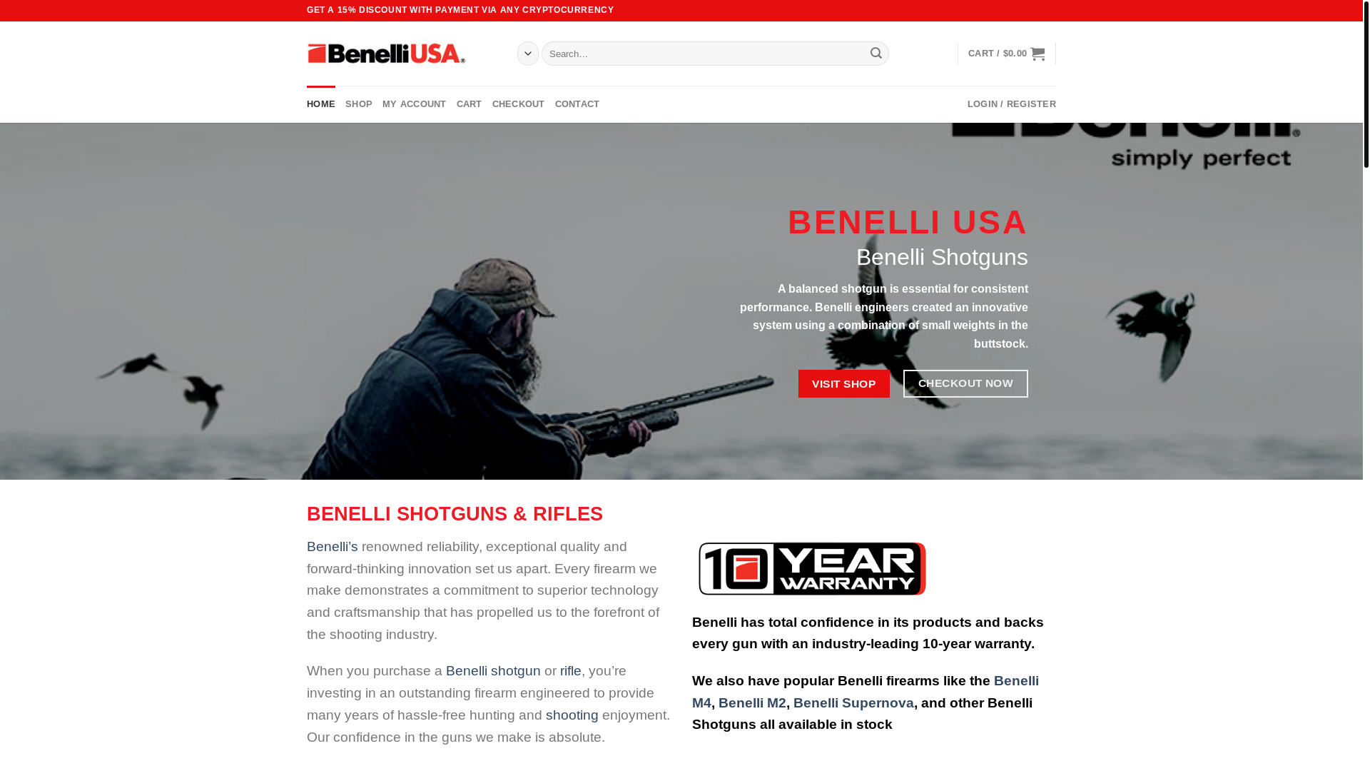 website screenshot of https://benelli-firearms.com/