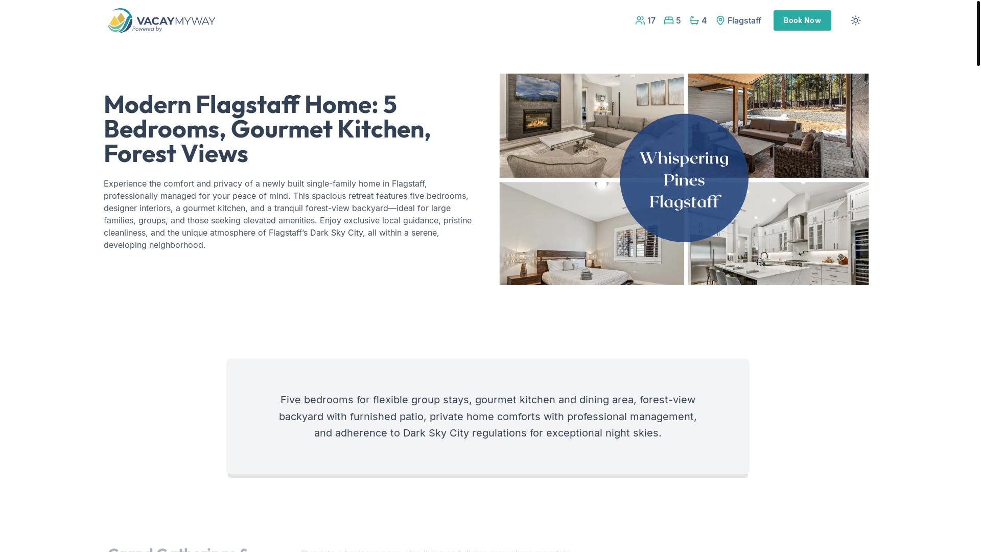 website screenshot of https://eliteflagstaff.vacations/