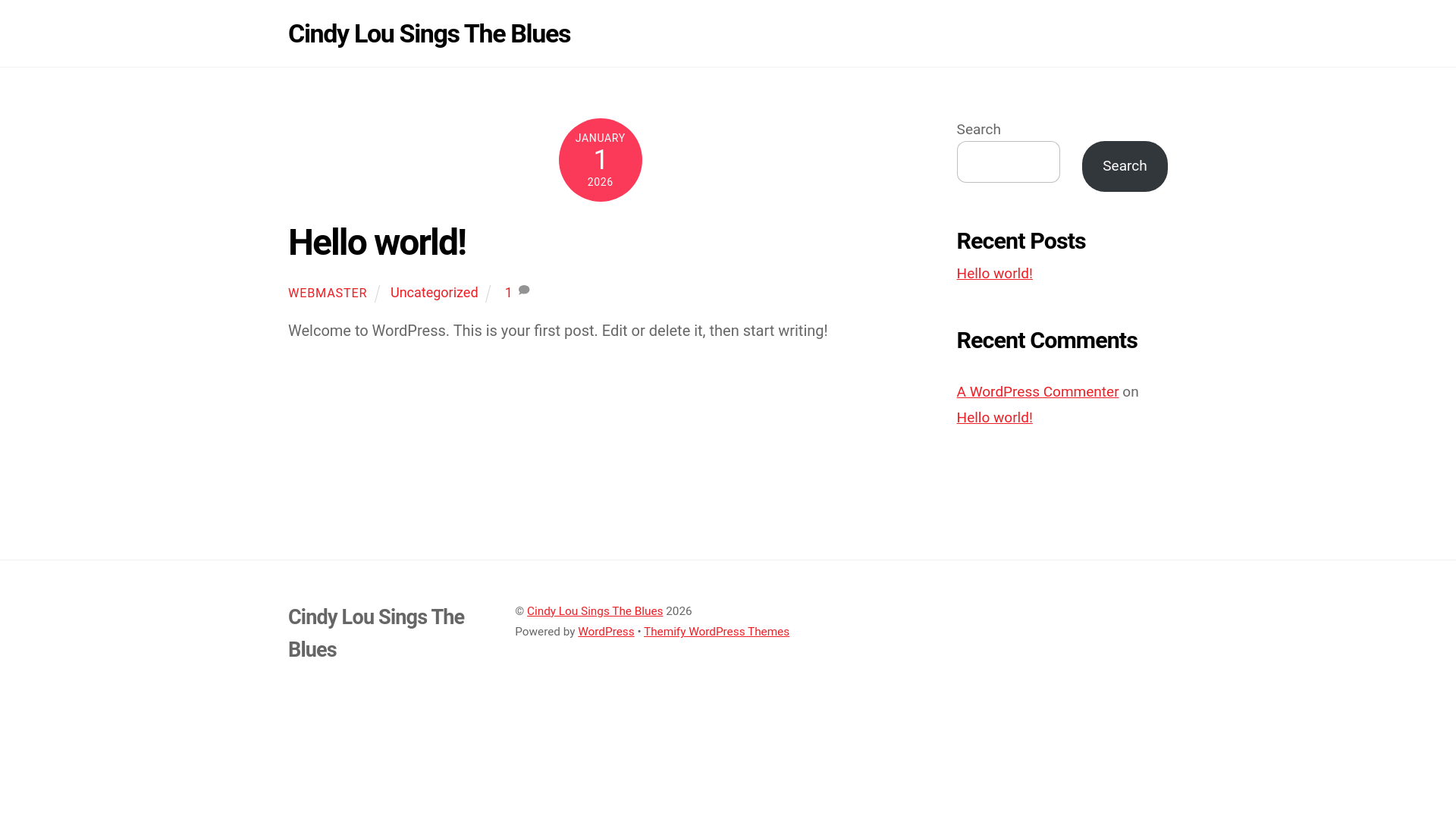 website screenshot of https://cindylousingsthebules.com/