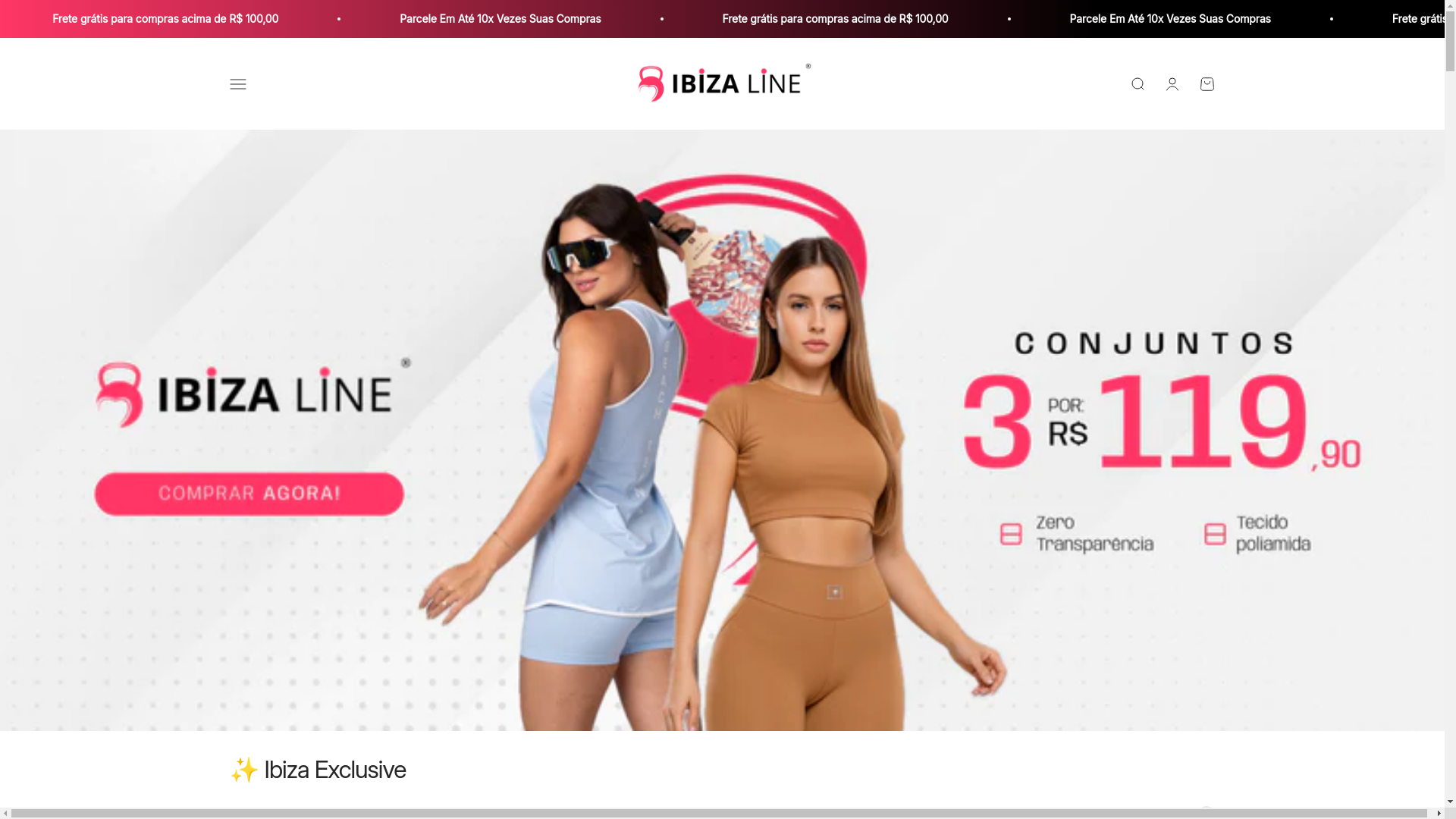 website screenshot of https://lojaibizaline.com/