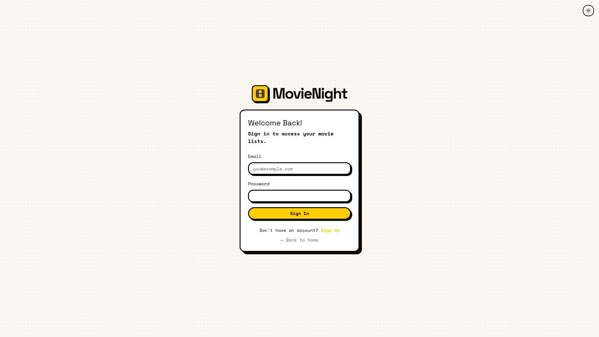 website screenshot of https://movienight-mzng.onrender.com/lists