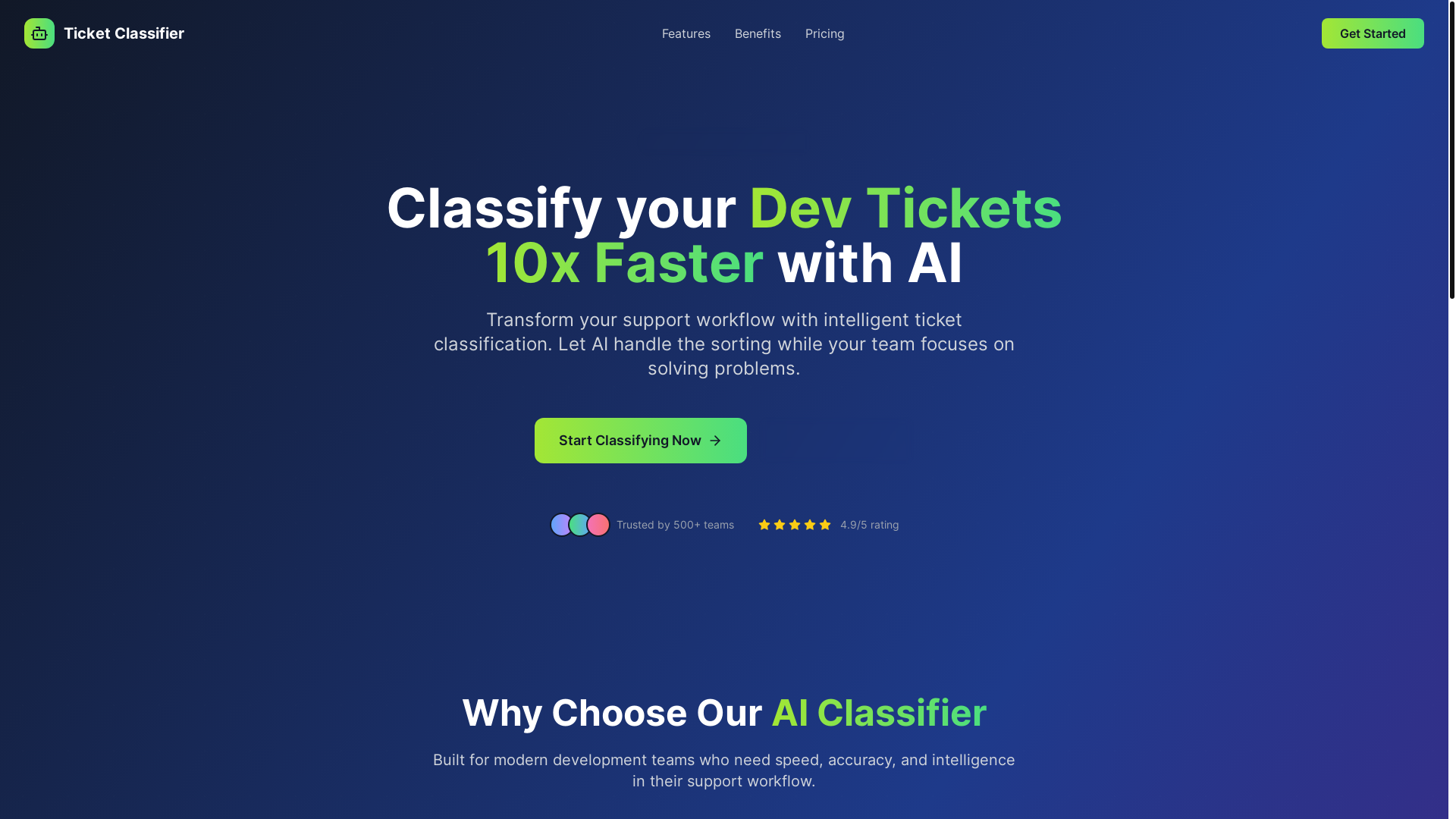 website screenshot of https://ai-tickets.support/