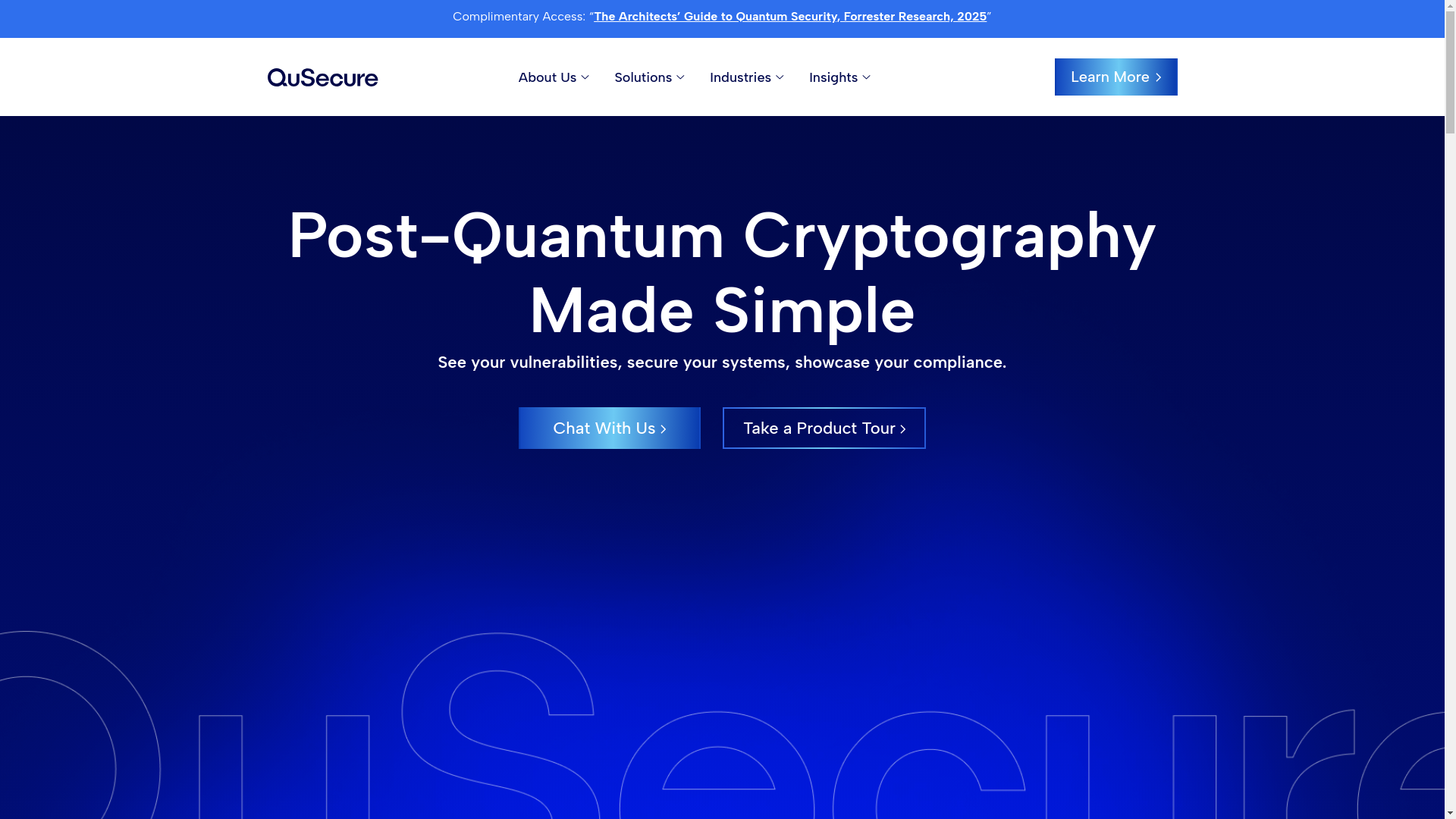 website screenshot of https://qusecure.com/