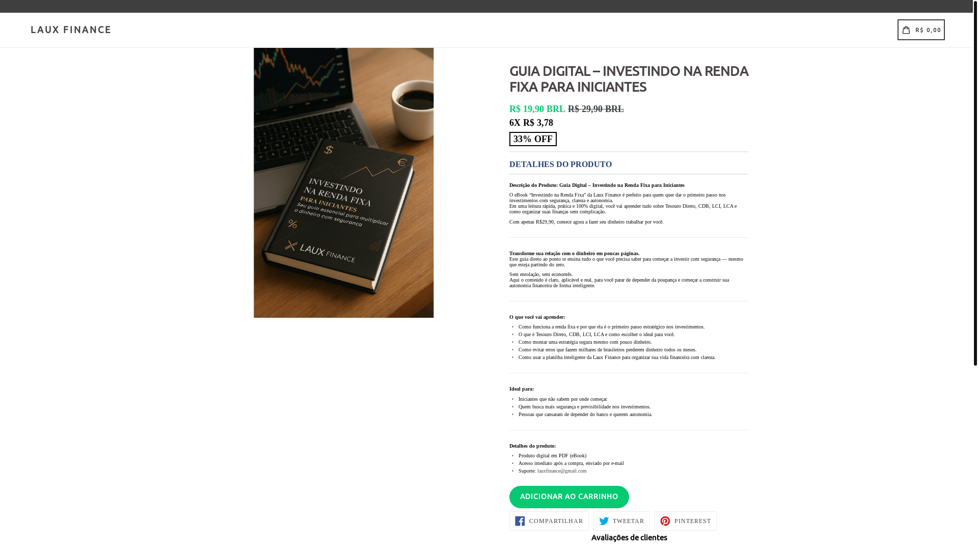 website screenshot of https://lauxfinance.com.br/