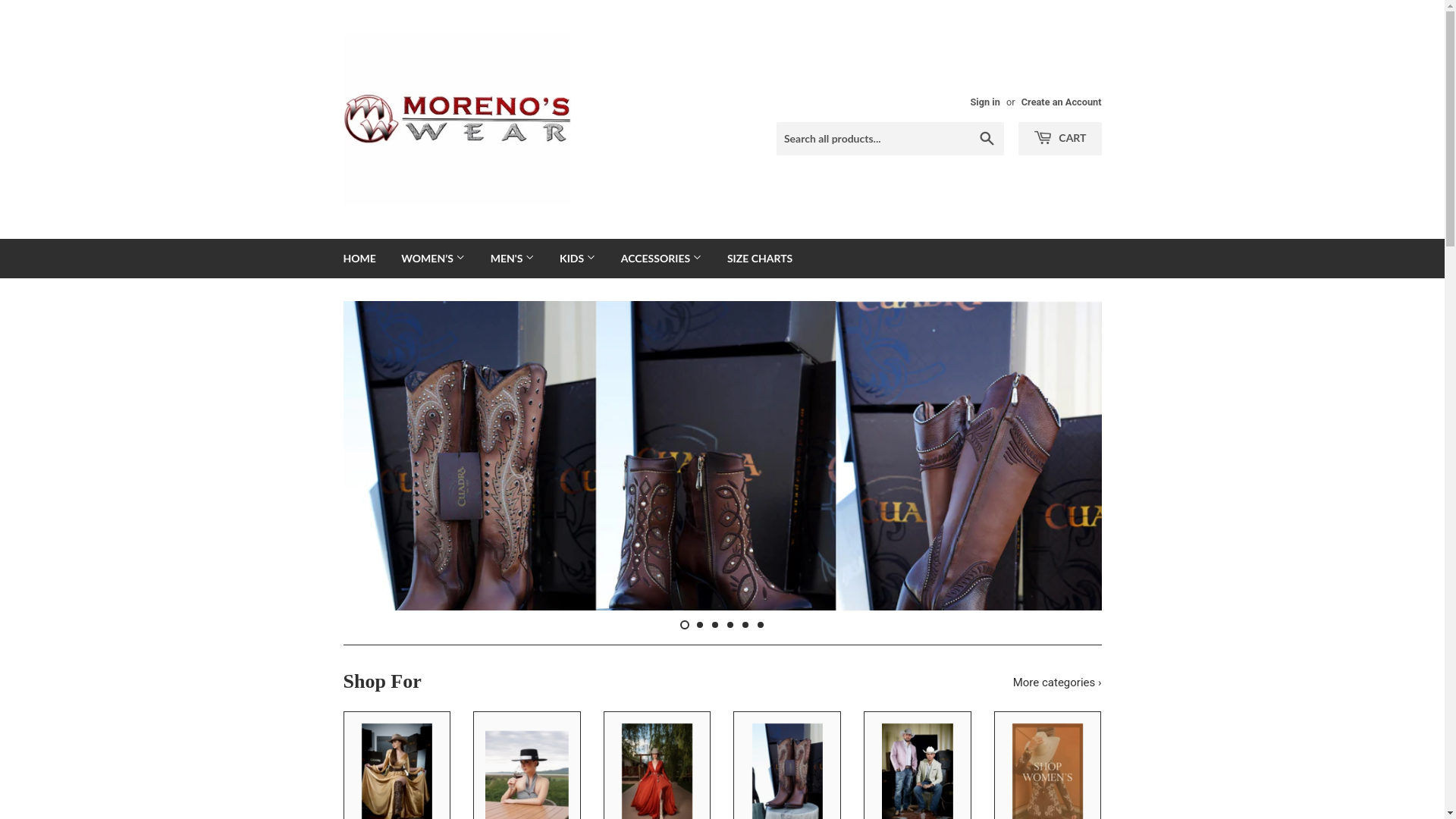 website screenshot of https://www.morenoswear.com/