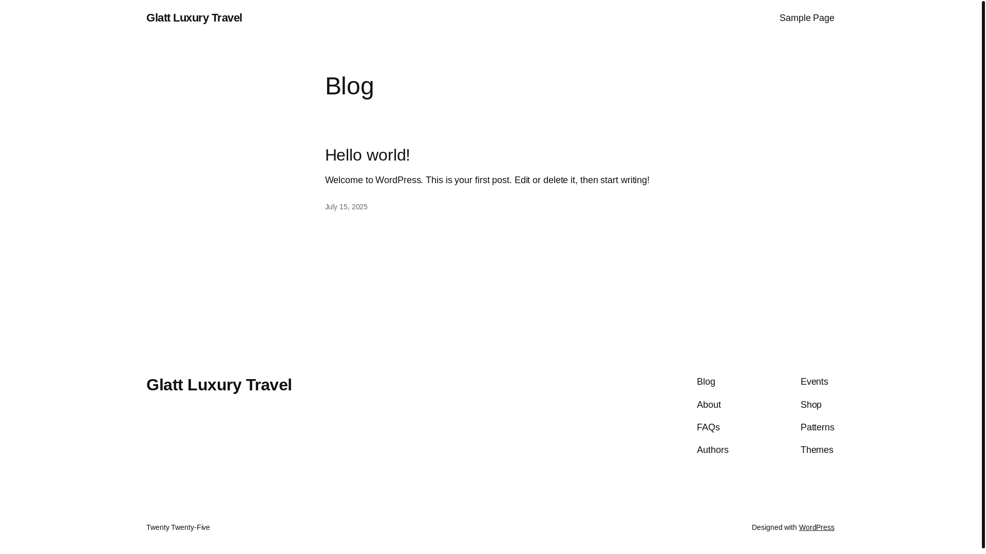 website screenshot of https://glattluxurytravel.com/