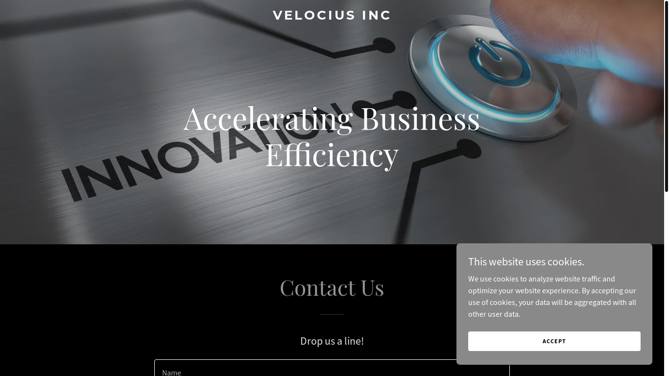 website screenshot of https://velociusinc.com/