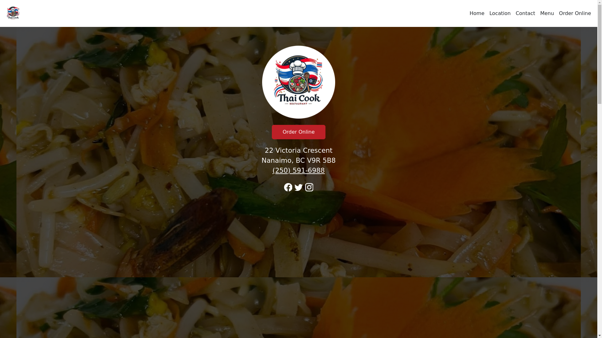 website screenshot of https://thaicookbc.com/